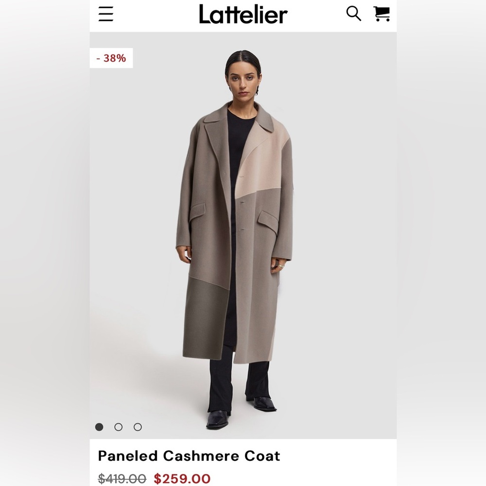 Lattelier Women's Paneled Cashmere Coat - Gray and Tan